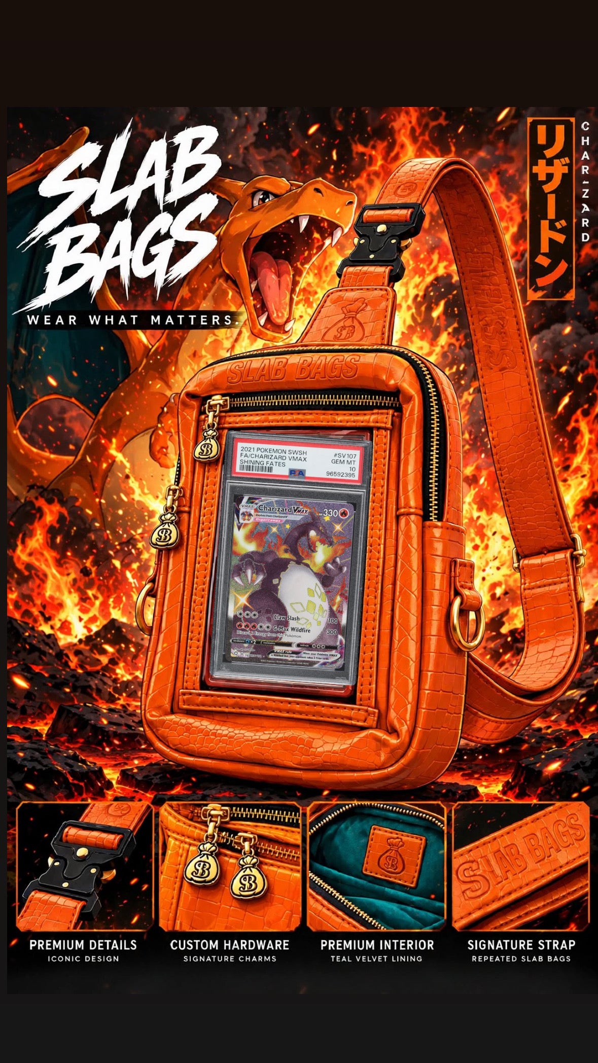 Charizard - Limited Edition Leather Slab Bag
